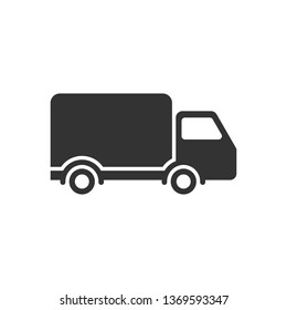 Delivery truck sign icon in flat style. Van vector illustration on white isolated background. Cargo car business concept.