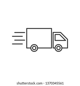 Delivery truck sign icon in flat style. Van vector illustration on white isolated background. Cargo car business concept.