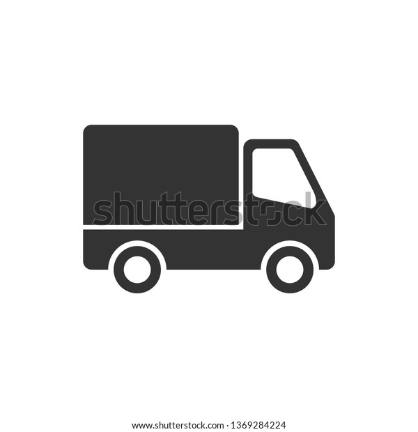 配送トラックのサインアイコン フラットスタイル 白い背景にバンのベクターイラスト カーゴカーのビジネスコンセプト のベクター画像素材 ロイヤリティ フリー