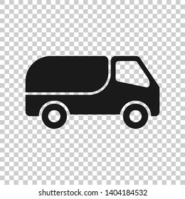 Delivery truck sign icon in transparent style. Van vector illustration on isolated background. Cargo car business concept.