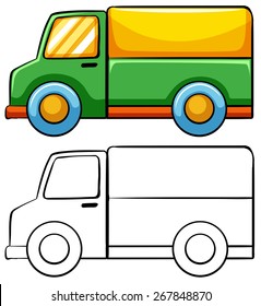 Delivery truck in simple drawing