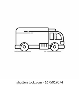 Delivery truck simple line art flat design vector