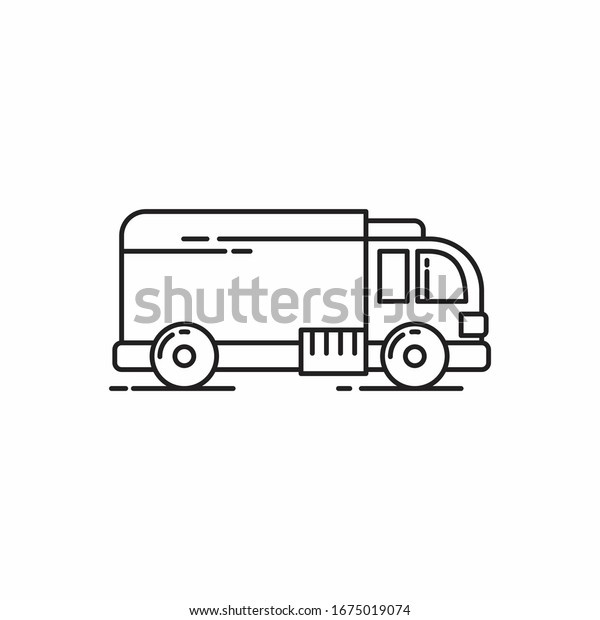 Delivery truck\
simple line art flat design\
vector
