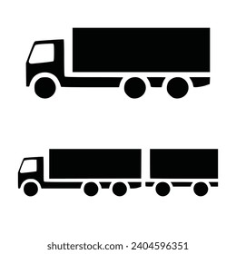 delivery truck symbol icon set of two