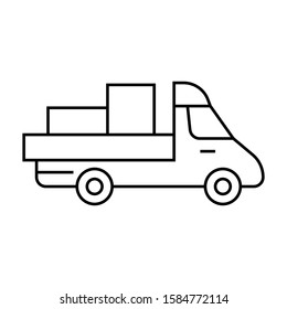 Delivery truck thin line vector icon