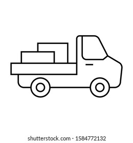 Delivery truck thin line vector icon