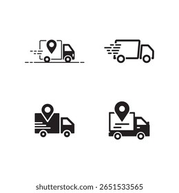 Delivery Truck Tracking and Fast Shipping Icons
