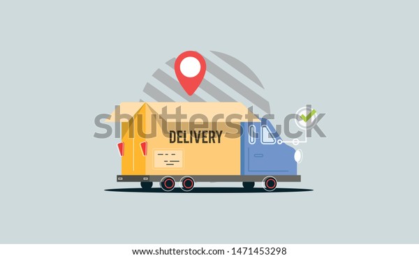 Delivery\
truck. Transport services, design concept for Transportation,\
Logistics, tranfer Service. vector\
illustration.