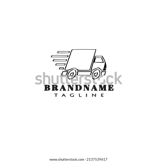 delivery truck\
transportation logo cartoon icon design template black modern\
isolated vector\
illustration
