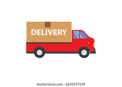 Delivery truck transporting design isolated