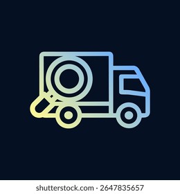 Delivery truck under inspection icon. Icon symbol illustration