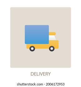 Delivery Truck Van Fast Shipping Shopping Icon for Web Business E-commerce Sign, Website Design Use, Flat Vector Illustration 