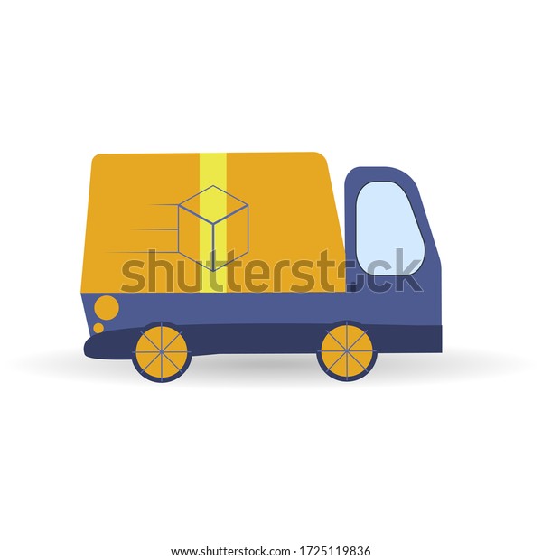 Delivery truck van isolated on white background.\
Online service concept. Supply of things and mail to home and\
office. Simple vector illustration in flat style. City logistics\
theme for web, mobile