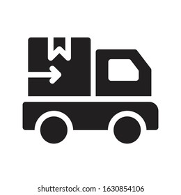 delivery truck vector glyph flat icon 