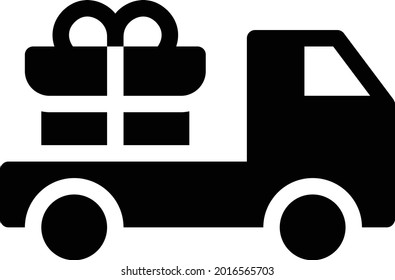 delivery truck vector glyph flat icon