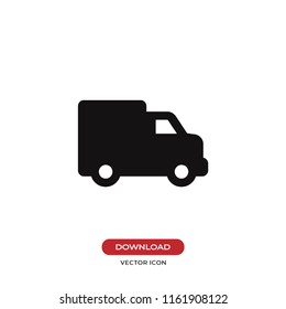 Delivery truck vector icon. Cargo truck sign, delivery van vector illustration