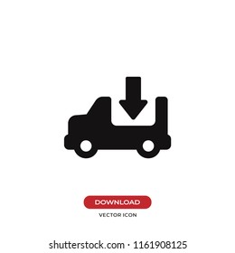 Delivery truck vector icon. Cargo truck sign, delivery van vector illustration