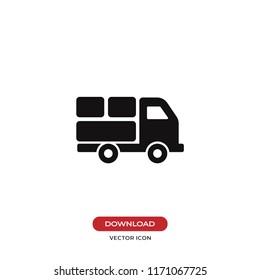 Delivery truck vector icon. Cargo van symbol