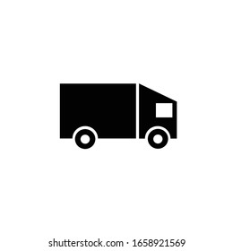 Liefert LKW-Vektorillustration-Symbol. Frachtwagen, logistisches Symbol. Flaches Vektorillustration-Zeichen einzeln auf weißem Hintergrund. Einfache Vektorillustration für Grafik- und Webdesign.