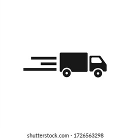 Icono vectorial del camión de entrega. Cargo van, símbolo logístico. Signo vectorial plano aislado en fondo blanco. Ilustración vectorial simple para diseño gráfico y web.