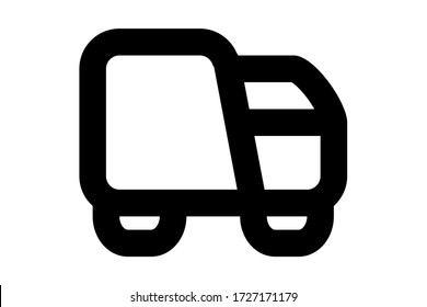 Icono vectorial del camión de entrega. Cargo van, símbolo logístico. Signo vectorial plano aislado en fondo blanco. Ilustración vectorial simple para diseño gráfico y web.