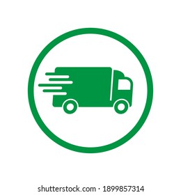 Delivery truck vector icon. Fast moving transport service car symbol. Speed shipping sign. Logistic logo. Silhouette isolated on white background.