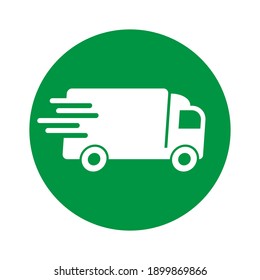 Delivery truck vector icon. Fast moving transport service car symbol. Speed shipping sign. Logistic logo silhouette.