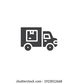 Delivery truck vector icon. filled flat sign for mobile concept and web design. Parcel shipping truck glyph icon. Symbol, logo illustration. Vector graphics
