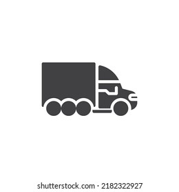 Icono vectorial del camión de entrega. signo plano relleno para concepto móvil y diseño web. Icono de glifo de camión. Símbolo, ilustración del logotipo. Gráficos vectoriales