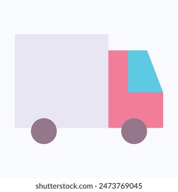 Delivery Truck Vector Icon, Flat Style Isolated Vector Icon.