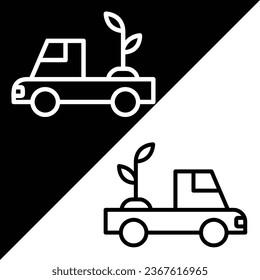 Delivery Truck Vector Icon, Lineal style icon, from Agriculture icons collection, isolated on Black and white Background.