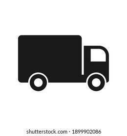 Delivery truck vector icon. Transport service car symbol. Speed shipping sign. Logistic logo. Black silhouette isolated on white background.