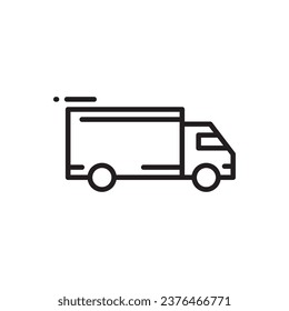 Icono vectorial del camión de entrega. Diseño de letreros planos de Van. Pictograma del símbolo del camión. Icono de interfaz de usuario de Truck UX