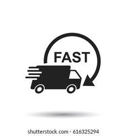 Delivery truck vector illustration. Fast delivery service shipping icon. Simple flat pictogram for business, marketing or mobile app internet concept