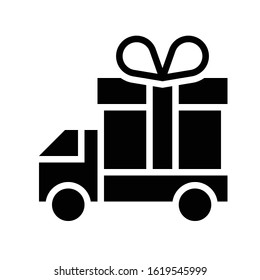Delivery truck vector illustration, solid design icon