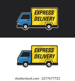 Delivery truck vector illustration template isolated on black and white background template. Can be used for stickers, banners, or advertisements.