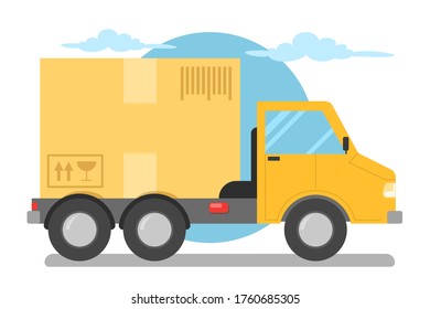 Delivery truck vector isolated. Transportation service, business and commerce. Logistic company, package shipments. Truck in the shape of box