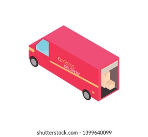 Delivery truck. Vector isometric illustration.