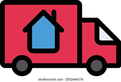 delivery truck vector line colour icon
