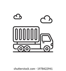 delivery truck vector outline icon style illustration. EPS 10 file