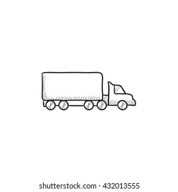 Delivery truck vector sketch icon isolated on background. Hand drawn Delivery truck icon. Delivery truck sketch icon for infographic, website or app.