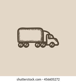 Delivery truck vector sketch icon isolated on background. Hand drawn Delivery truck icon. Delivery truck sketch icon for infographic, website or app.