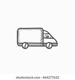 Delivery truck vector sketch icon isolated on background. Hand drawn Delivery truck icon. Delivery truck sketch icon for infographic, website or app.