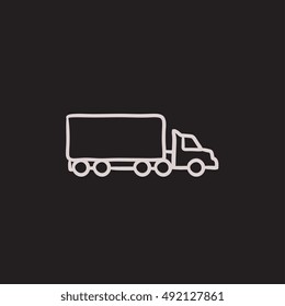 Delivery truck vector sketch icon isolated on background. Hand drawn Delivery truck icon. Delivery truck sketch icon for infographic, website or app.