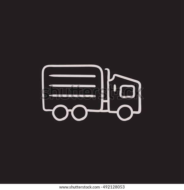 Delivery truck vector sketch icon\
isolated on background. Hand drawn Delivery truck icon. Delivery\
truck sketch icon for infographic, website or\
app.