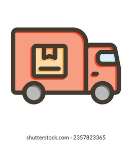 Delivery Truck Vector Thick Line Filled Colors Icon For Personal And Commercial Use.
