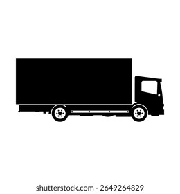 Delivery truck vehicle. Cargo transport machine. Lorry silhouette icon. Vector logistics symbol.