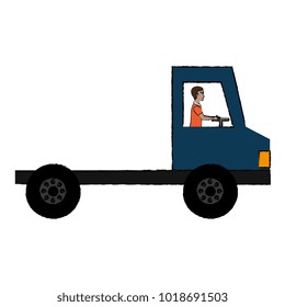 delivery truck vehicle with driver