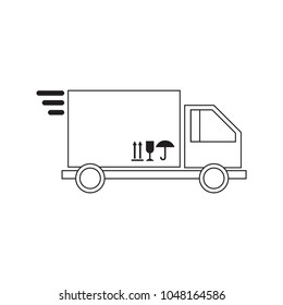 Delivery truck vehicle in lines. 