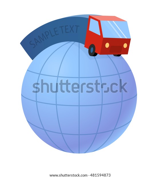 delivery truck and world earth globe -\
trucking industry, vector illustration\
eps
